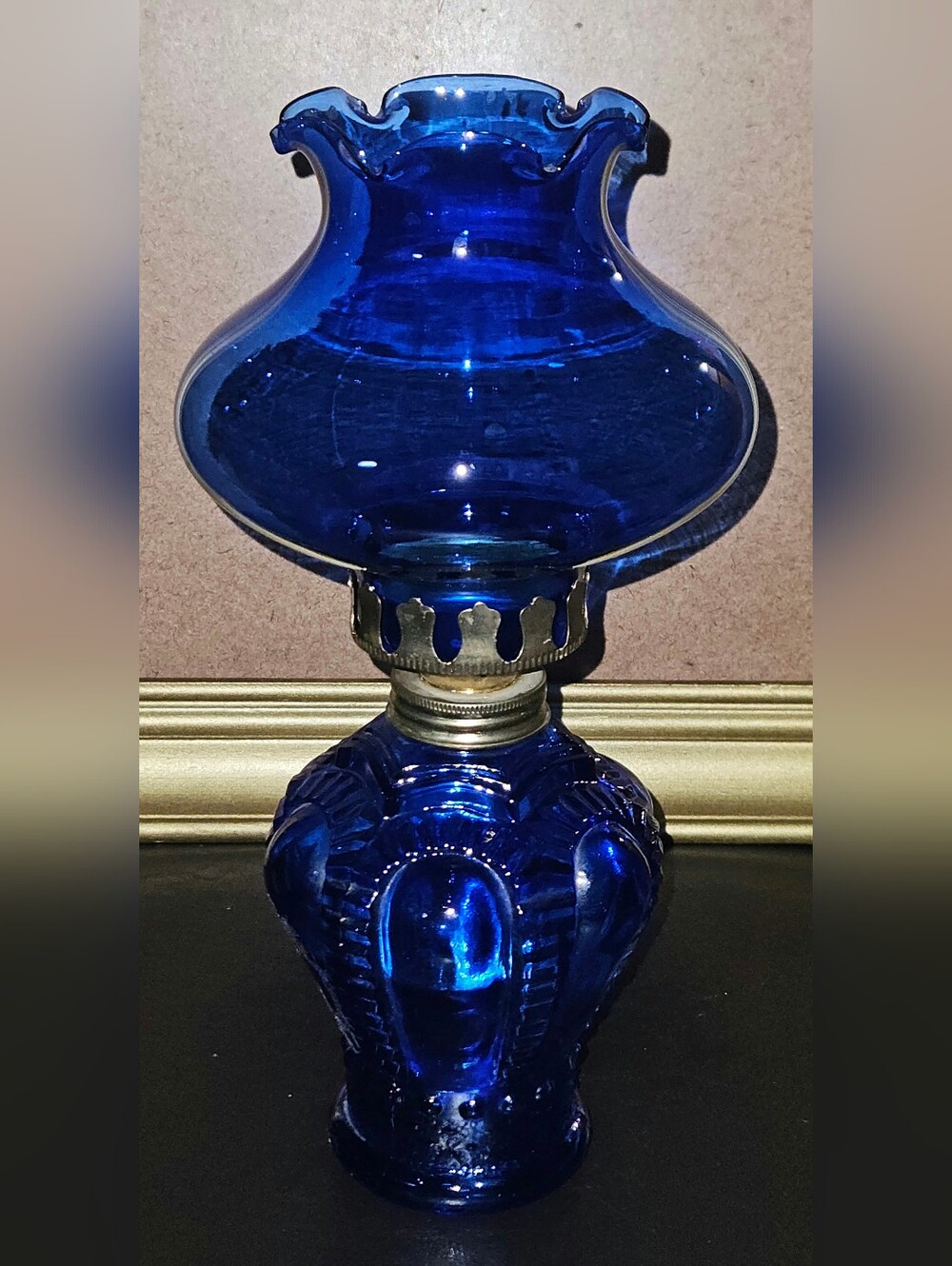 Cobalt Blue Glass Hurricane Decorative Oil Lamp